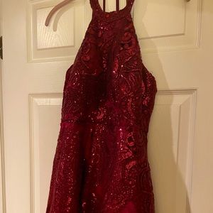 Sequin Hearts Strappy Halter Neck Sequin Dress